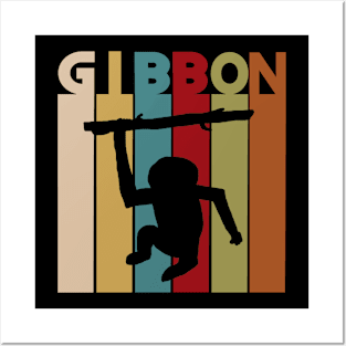 Gibbon stripe monkey animal lover design retro Posters and Art